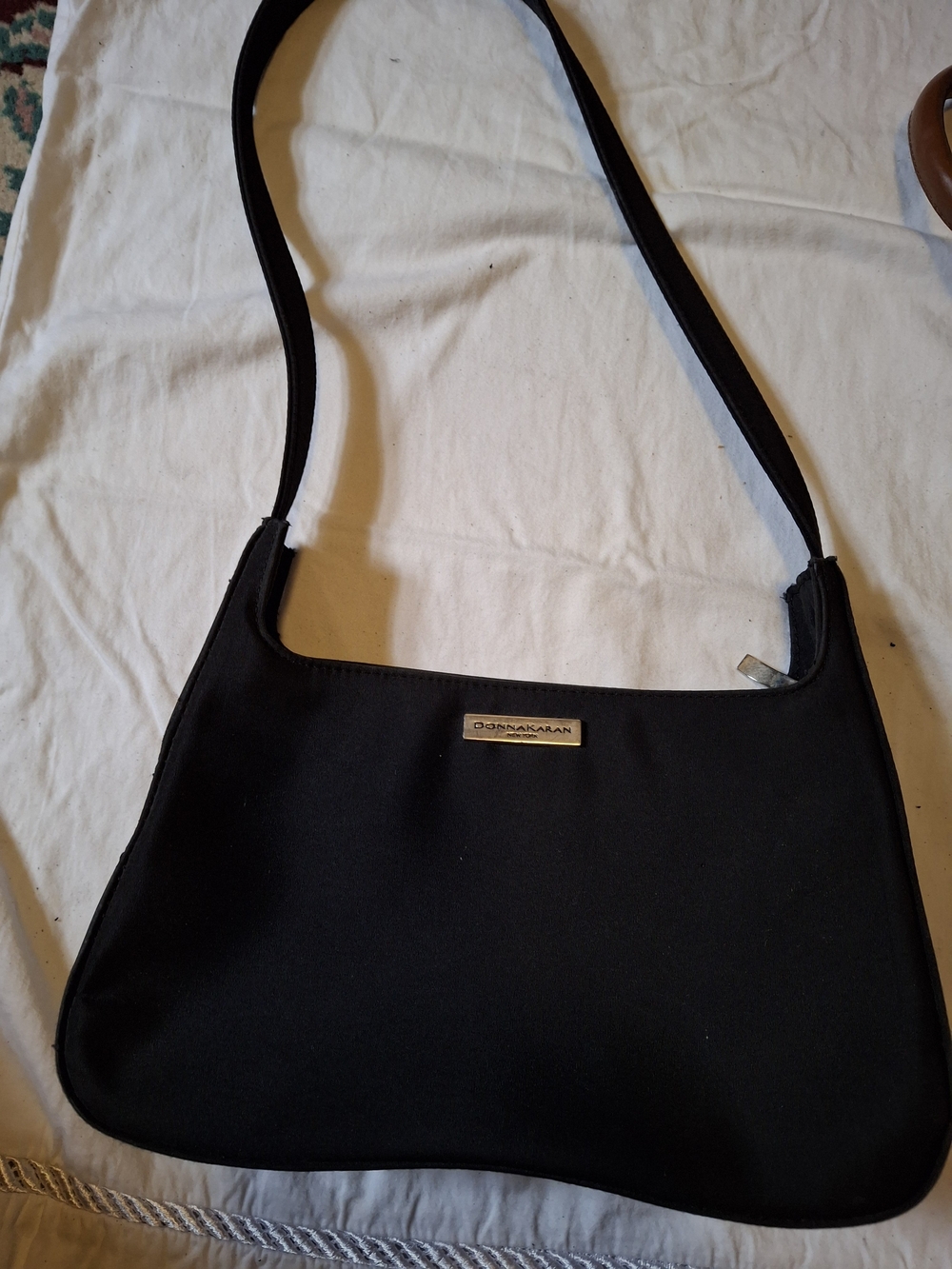 Donna Karan New York Black Nylon Shoulder Bag Minimalist Y2K Purse